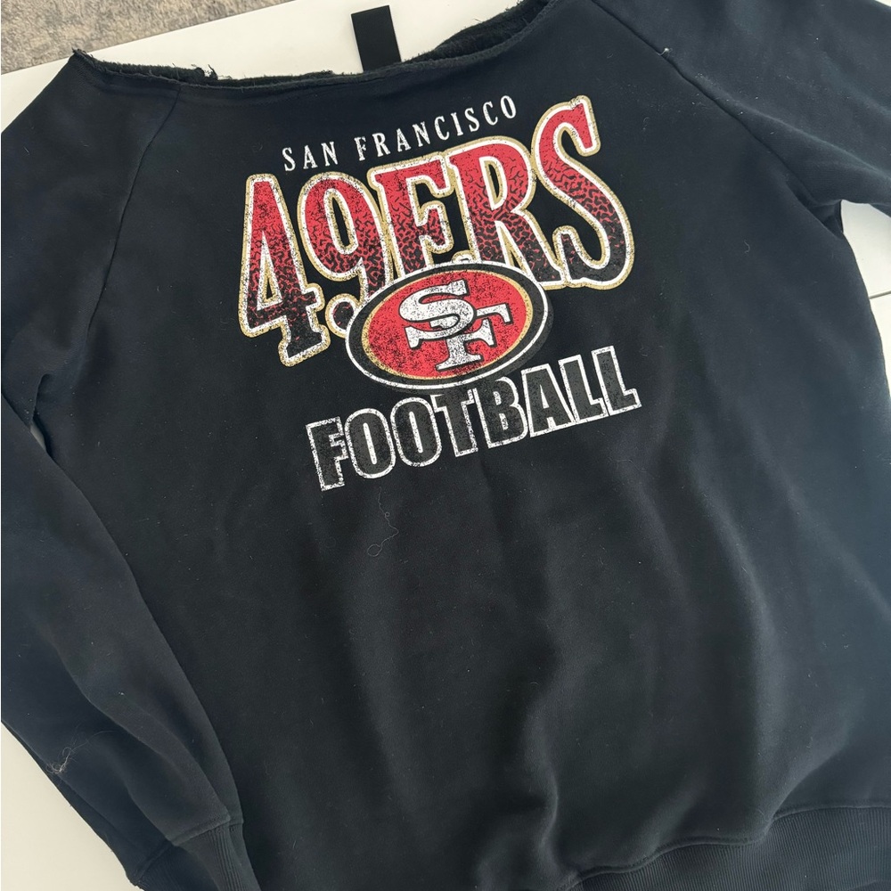 VINTAGE off the shoulder 49ers Team Store Sweater